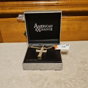 American Exchange Gold-Tone Cross Pendant Necklace